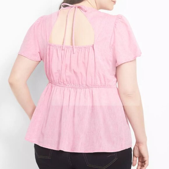Lane Bryant - Classic Short Sleeve Peplum Blouse Linen 14/16 - Picture 3 of 3